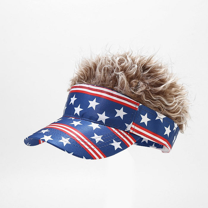 Wholesale American flag five-pointed star striped wig baseball cap