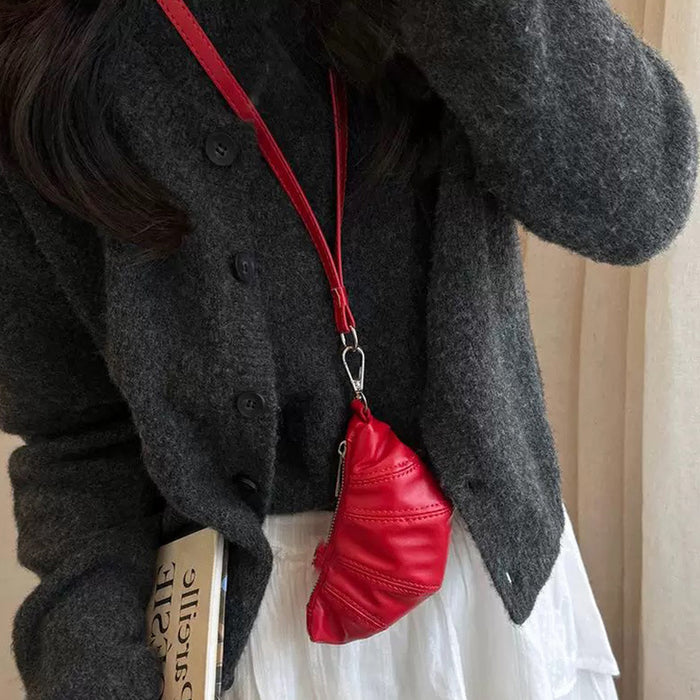 Wholesale Necklace Soft Leather Horn Bag Key Bag  Texture Mini Dumpling Bag Pendant Necklace
