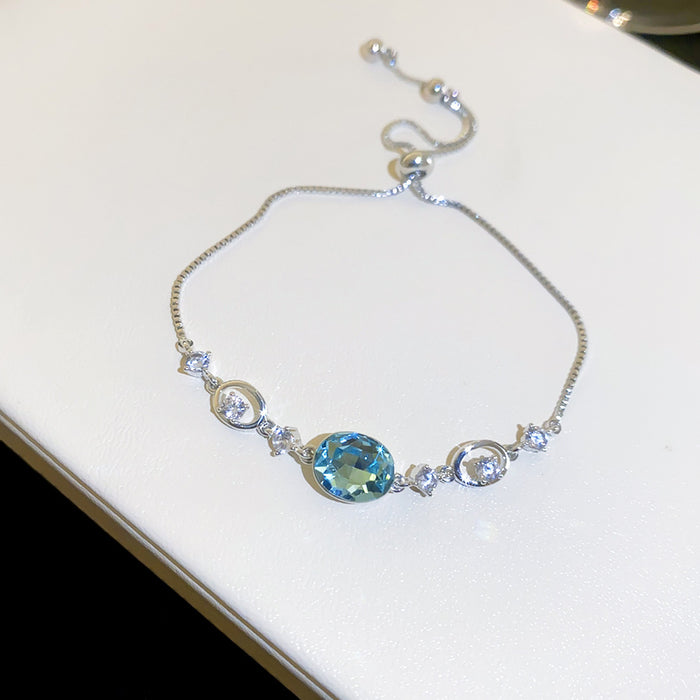 Wholesale Butterfly Zircon Pendant Bracelet Silver Tone Copper Jewelry
