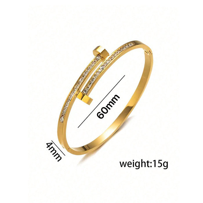 Wholesale Versatile Zircon Stainless Steel Double-Ended Bangle