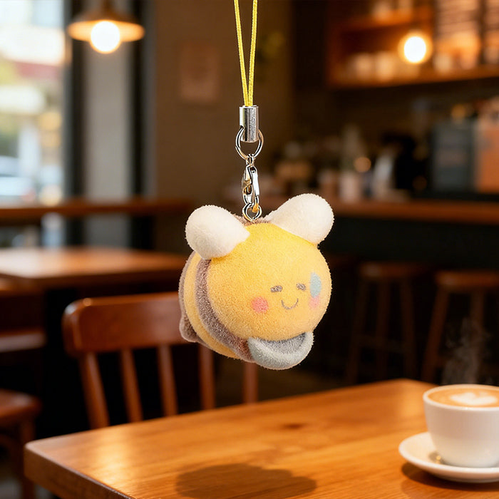 Wholesale Large 3D Flocked Resin Cartoon Bee Keychain