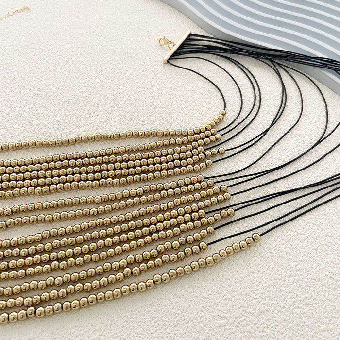 Wholesale multi-layer gold beads creative design sense necklace exaggerated