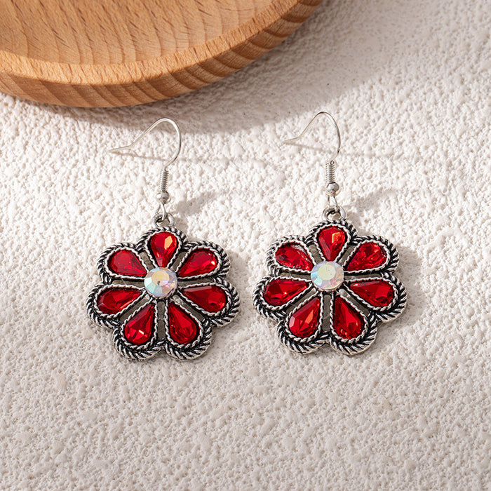 Wholesale Ethnic Style Diamond-Studded Flower Earrings