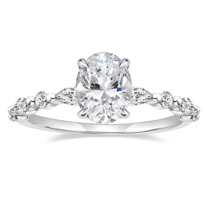 Wholesale Chic Geometric Cut Oval Zircon Ring For Women Gold Tone Copper Engagement Style Gift Boutique Resale