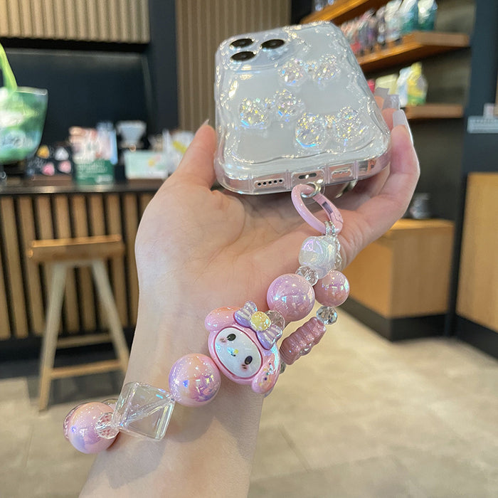 Wholesale Cartoon Cat Beaded Phone Strap Keychain