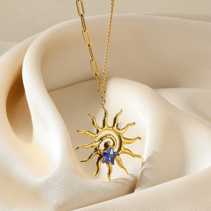 Wholesale Stainless Steel Flower Sunflower Necklace Minimalist Pendant Jewelry