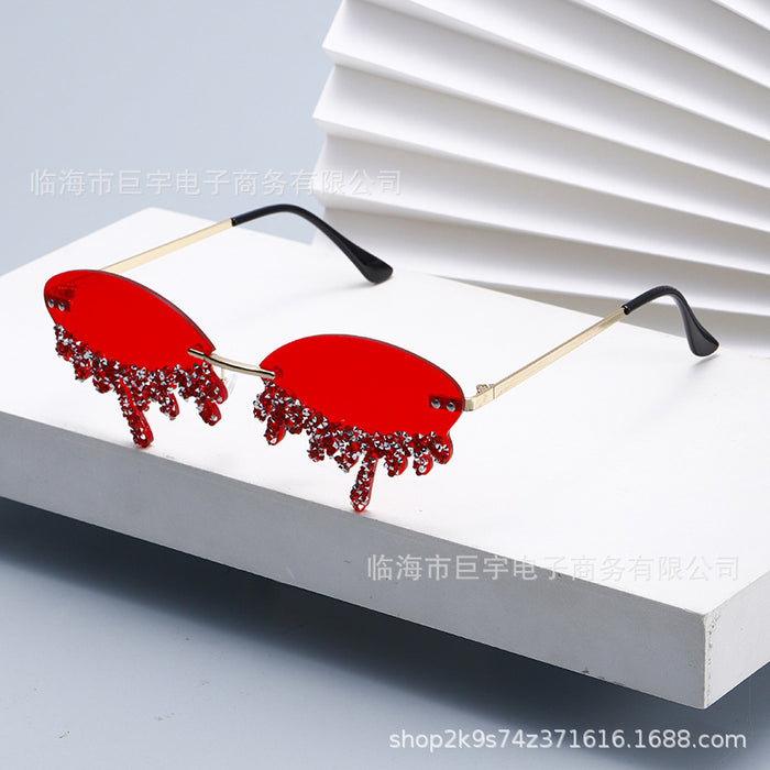 Wholesale Angel tears frameless sunglasses, personalized diamond studded sunglasses