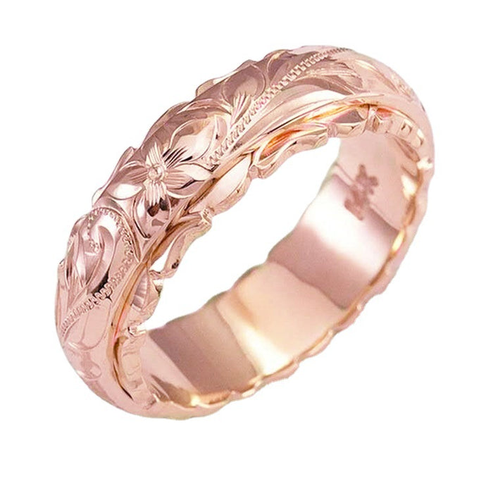 Wholesale Alloy Plated 14k Suspended Carved Rose Flower Ring JDC-RS-Yud017