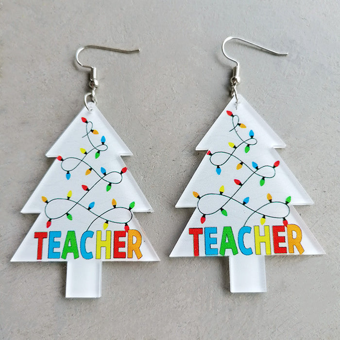 Wholesale 2pcs Acrylic Christmas Tree Teacher's Day Christmas Earrings JDC-ES-HeYi105