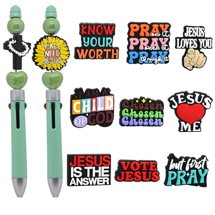 Wholesale Jesus series pen accessories ornaments beaded pen beaded jewelry