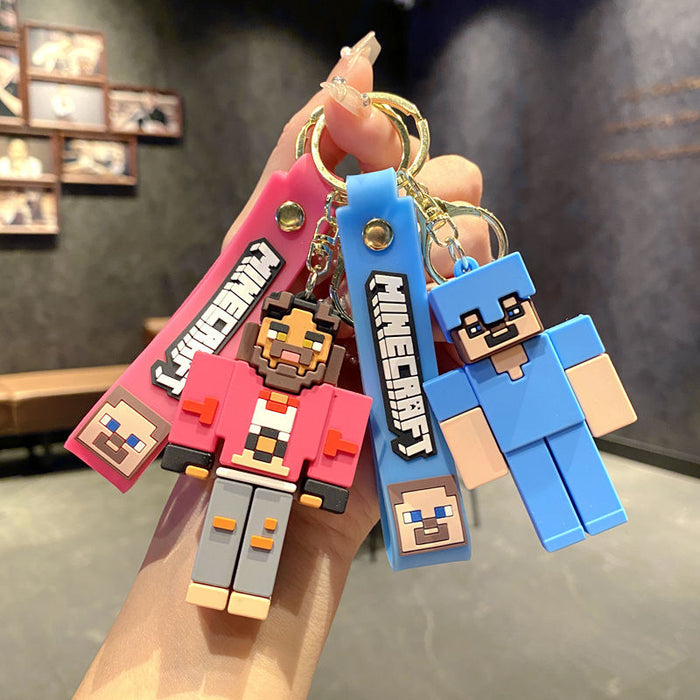 Wholesale Cartoon character PVC building block figurine keychains