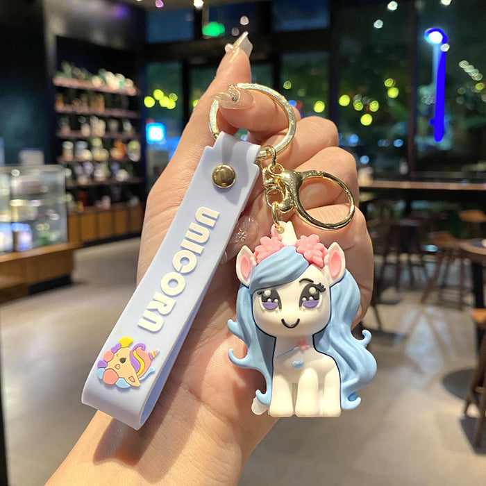 Wholesale Metal Rainbow Unicorn Pony Keychain Stylish Bag Charm For Students Great Gift For Everyday Use