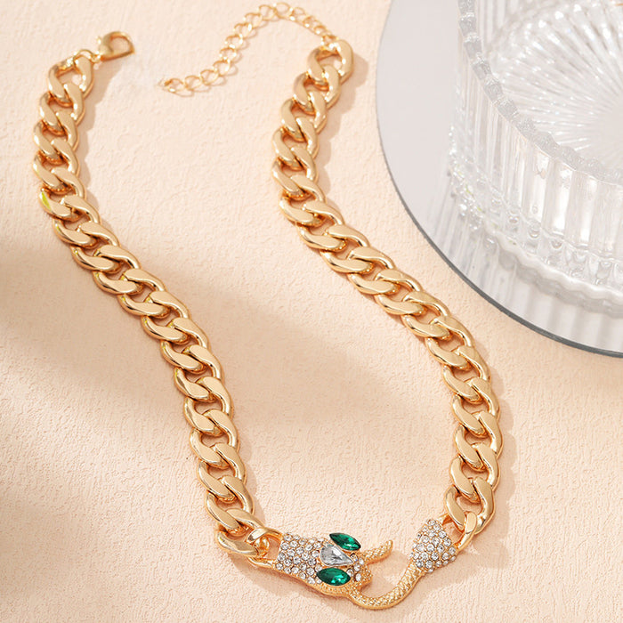 Wholesale Fashion Metal Rhinestone Snake Clavicle Chain Personality Temperament Necklace