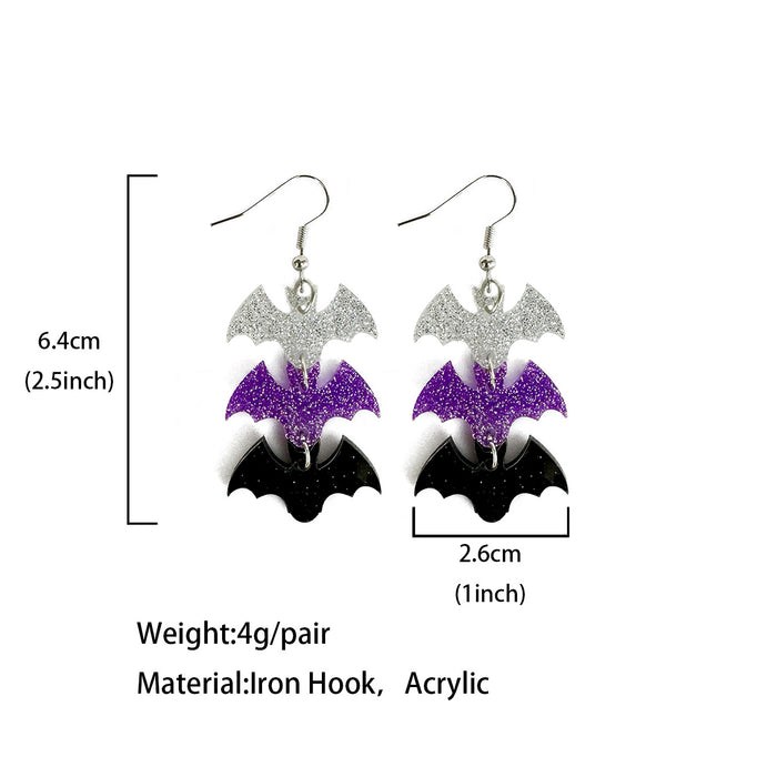 Wholesale  dark wind bat acrylic earrings three-color ing horror holiday earrings