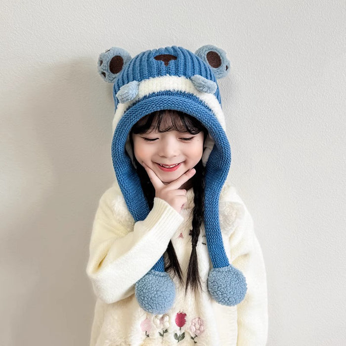 Wholesale Cute Girls Thickened Warm Children's Hat Autumn and Winter Cartoon Boy's Wool Hat Baby Ear Protection Hat