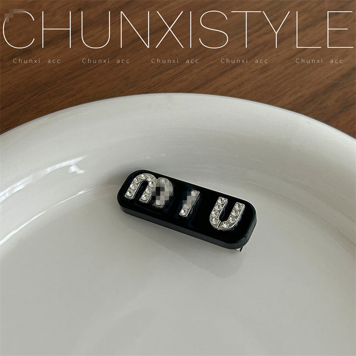 Wholesale diamond letter Pearl hairpin female side small clip headdress hairpin bangs clip