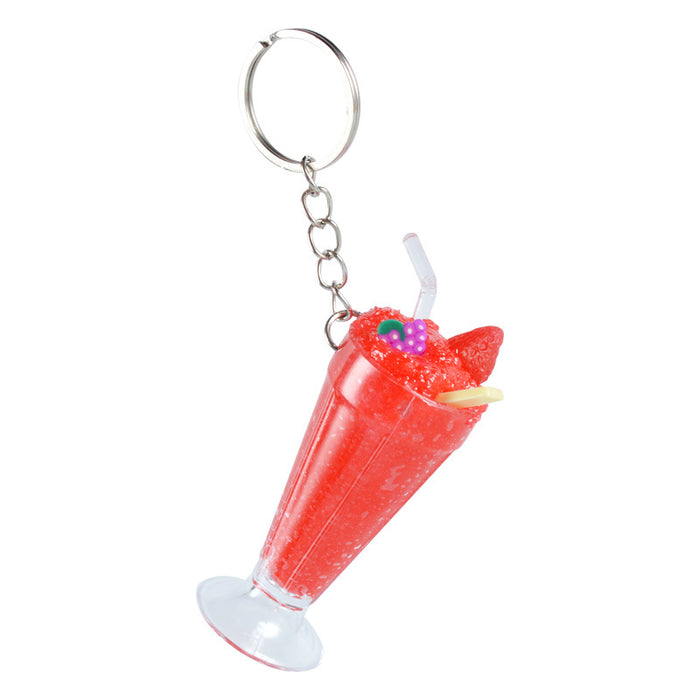 Wholesale PVC Simulation Smoothie Cup Drink Keychain Pendant Strawberry Sundae Food Charm Stylish