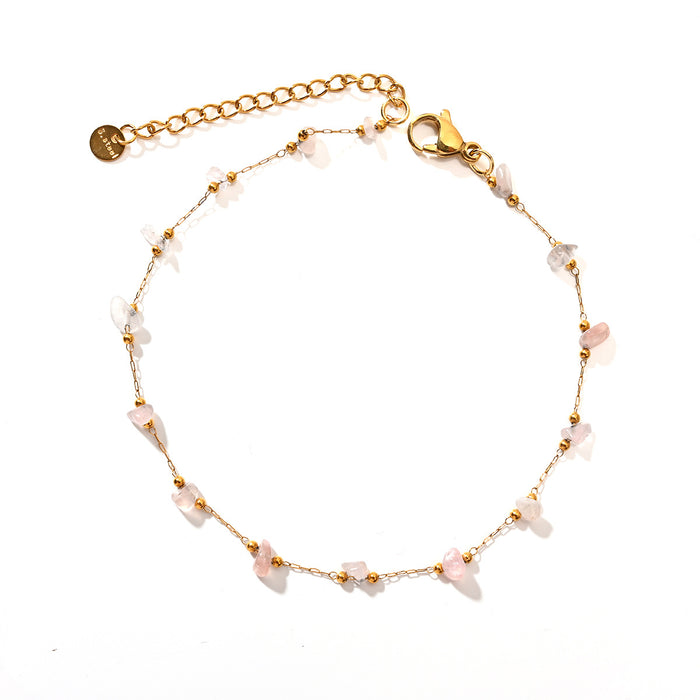 Wholesale Fashion classic stainless steel crushed stone ankle chain, colorful stone foot accessories wholesale