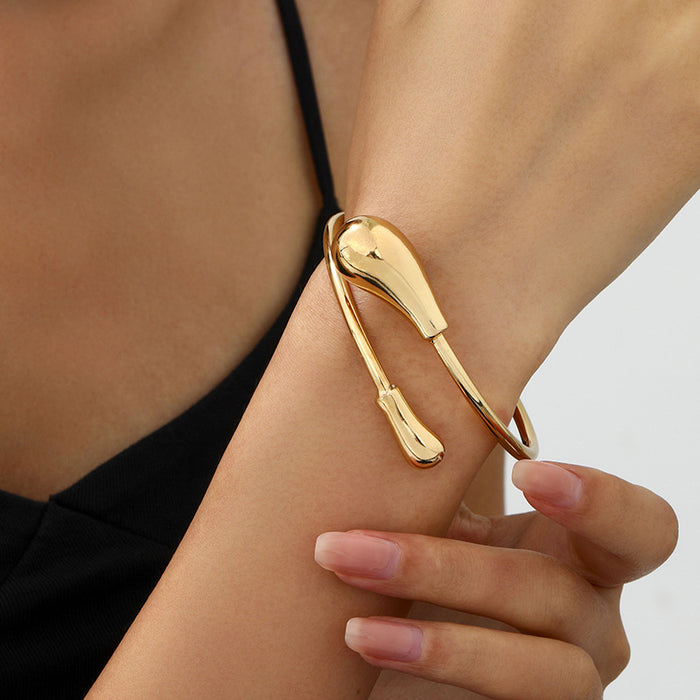 Wholesale Exaggerated Necklace Drop-Shaped Metal Glossy Accessories Necklace