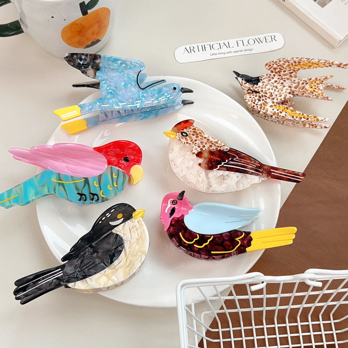 Wholesale Colorful Bird Design Handmade Acetate Shark Hair Clip
