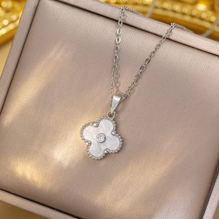 Wholesale Copper Inlaid Zircon Four-Leaf Clover Jewelry Set MOQ≥2