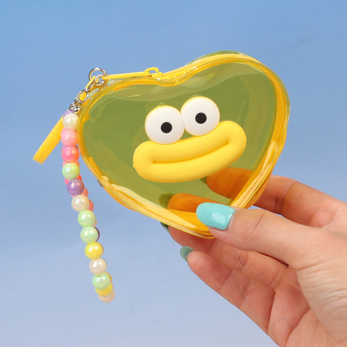 Wholesale Trendy Transparent PVC Coin Purse With Funny Lip Design Blue Pendant For Keys And Lipstick Car Key Accessory