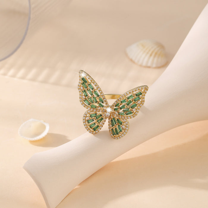 Wholesale Copper Zirconia Butterfly Ring JDC-RS-Bein001