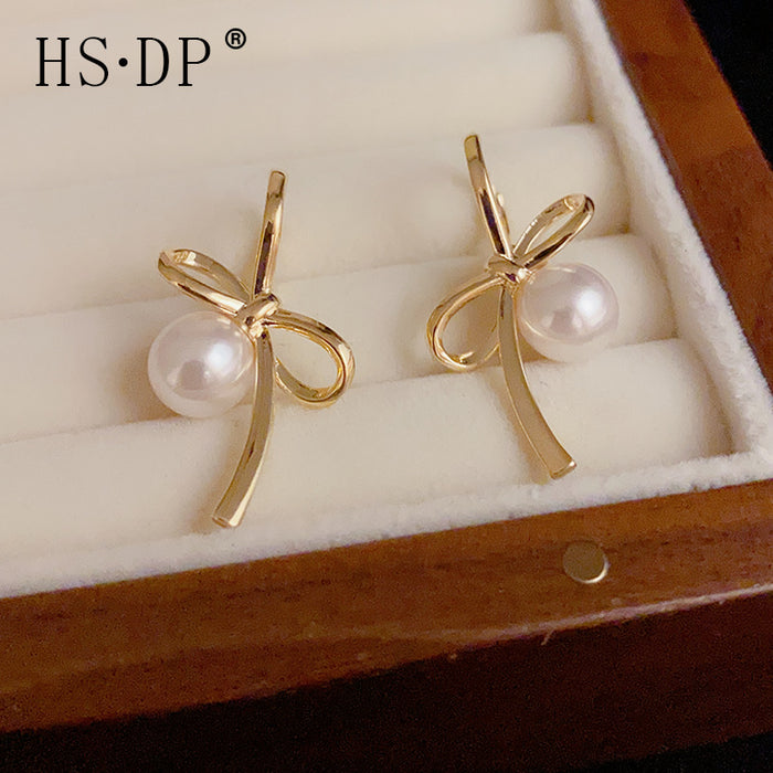 Wholesale Bow Pearl Earrings JDC-ES-HanDu005