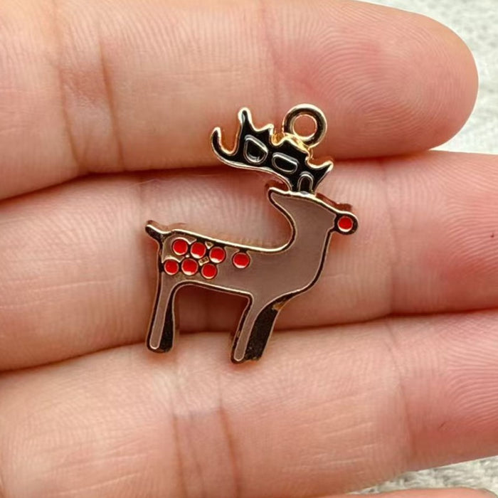 Wholesale 10pcs New oil-drip Christmas-themed alloy accessories  cartoon snowman  reindeer,   DIY pendant accessories