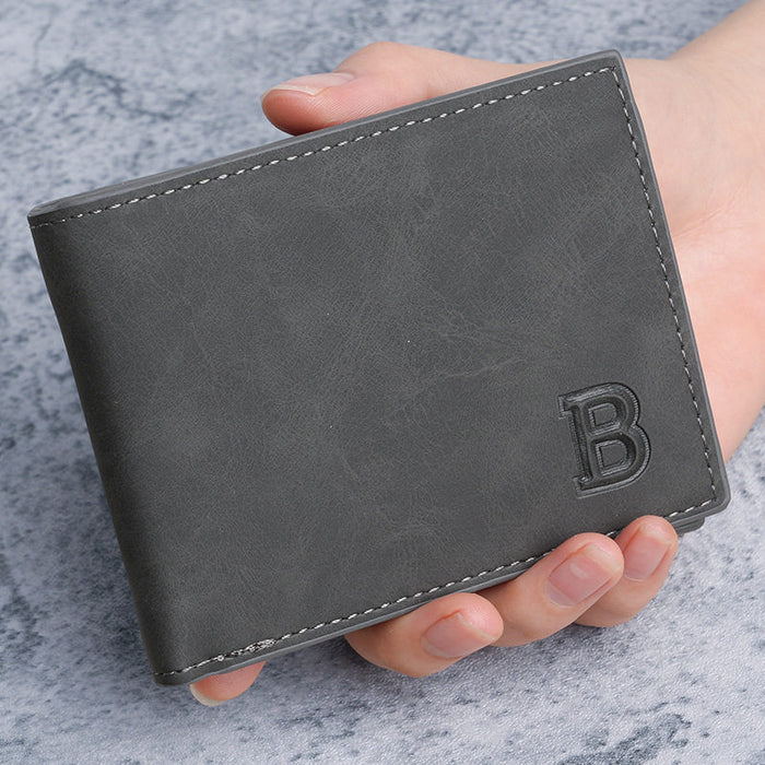 Wholesale Retro Men' s Short Wallet 2-Fold Multi-Card PU Black Wallet Fashion Accessory