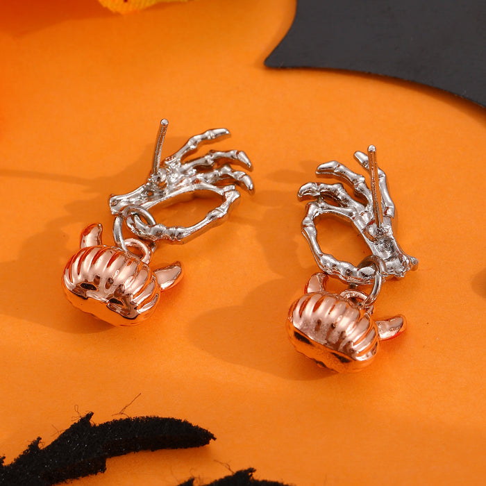 Wholesale Niche Design Personalized Simple  Ghost Hand Pumpkin Head Earrings