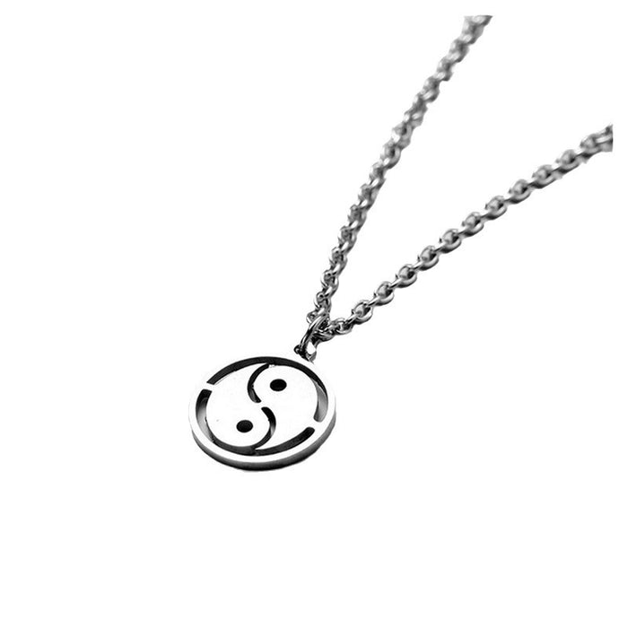 Wholesale Hip-hop stainless steel necklace Compass Leaf long pendant geometric