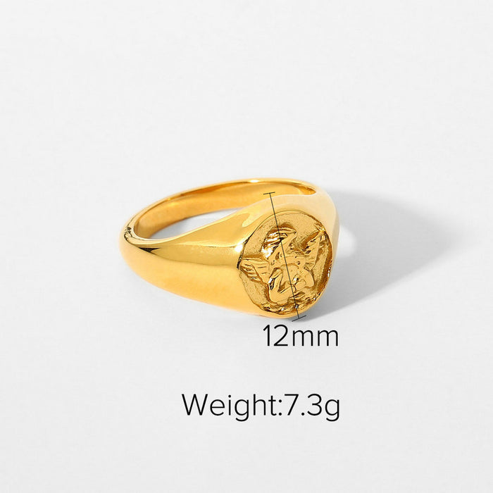 Wholesale 18k Gold Plated Stainless Steel Round Angel Rings JDC-RS-JD090