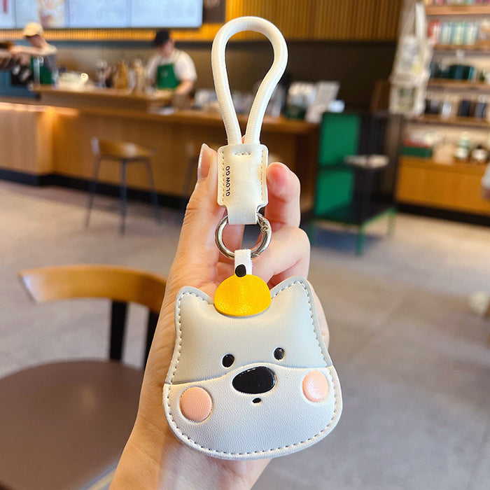 Wholesale PU Leather Dog Cartoon Keychain Pendant Car Keyring Accessory Boutique Gift