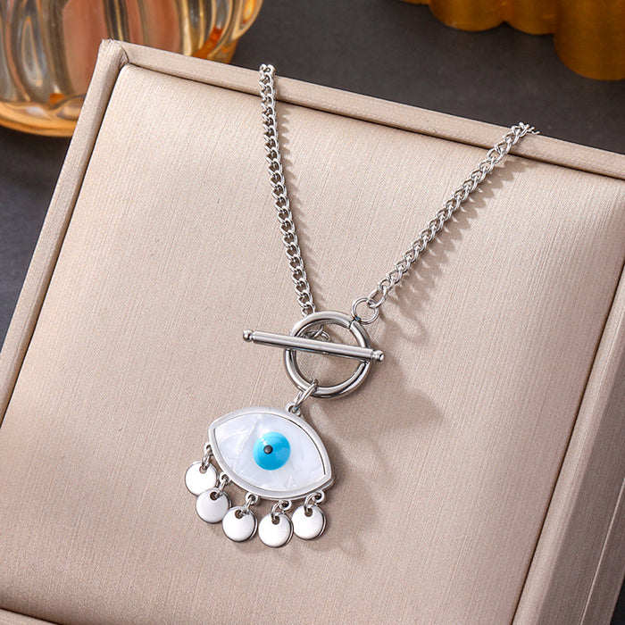 Wholesale Evil Eye Titanium Steel Clavicle Necklace