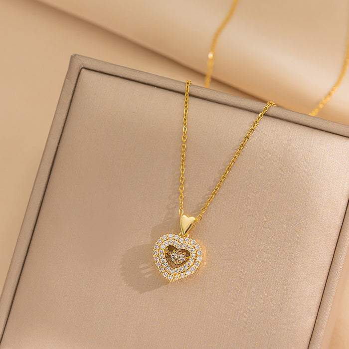 Wholesale Necklace temperament, love, agility, collarbone chain, personality, simplicity, full diamond heart-shaped pendant accessory