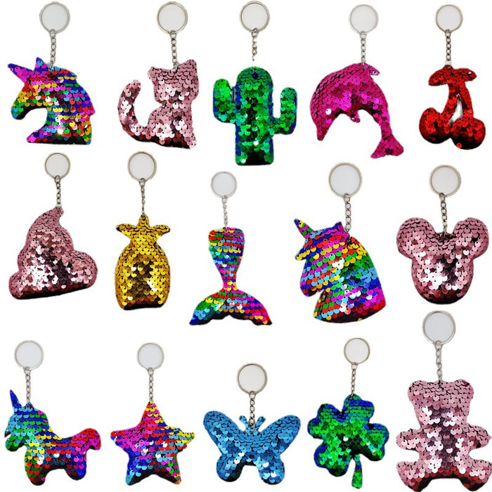 Wholesale Reflective glitter keychain pendant, bag decoration