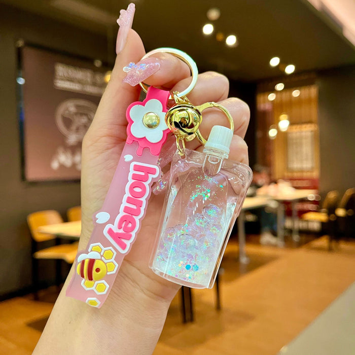 Wholesale Acrylic Bear Quicksand Bottle Cartoon Keychain JDC-KC-JinM003