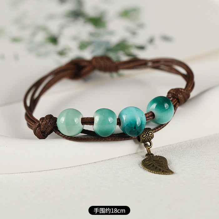 Wholesale Ceramic Flower Braided Bracelet JDC-BT-Luox002