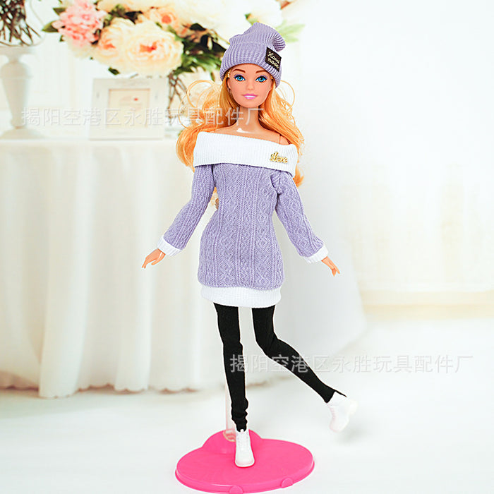 Wholesale  mini doll wool jumpsuit hat pants toy clothes