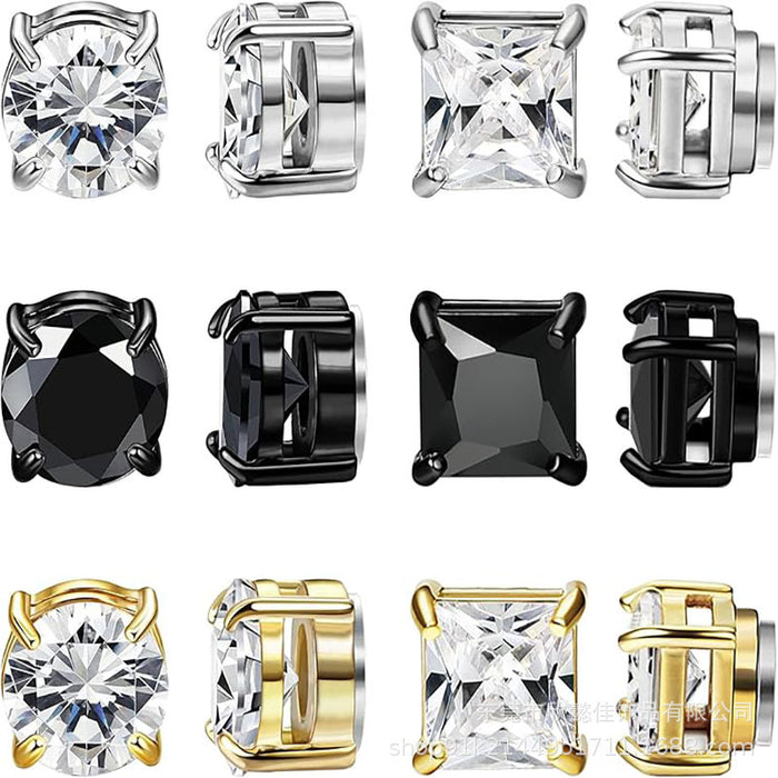 Wholesale Stainless steel magnetic earrings, non perforated magnetic earrings, diamond earrings