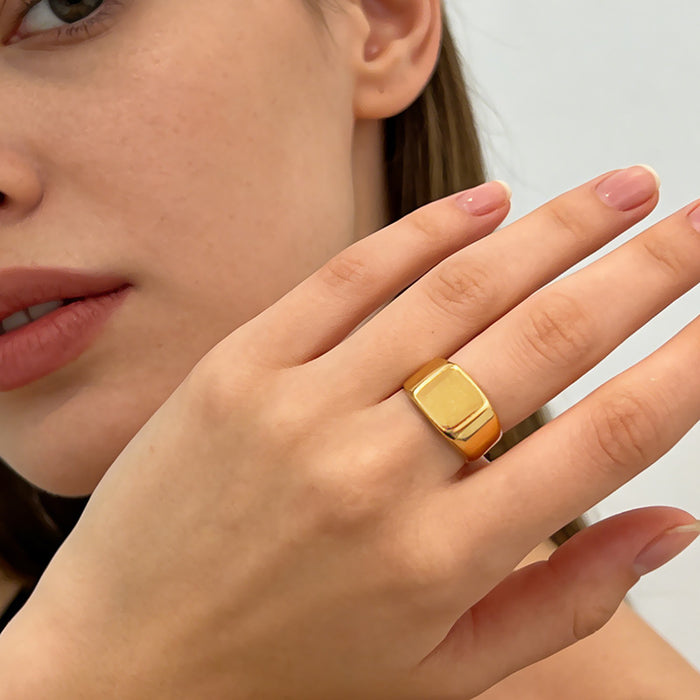 Wholesale Gold-Plated Stainless Steel Square Rings