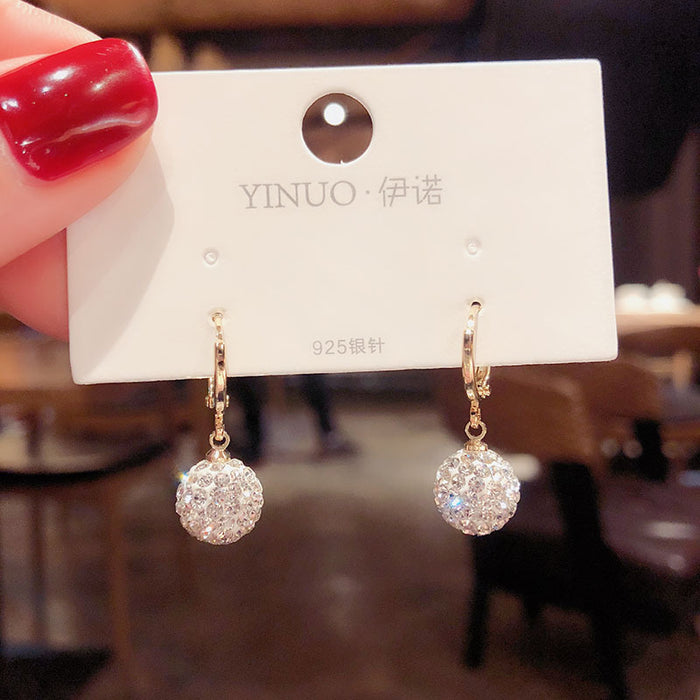 Wholesale Zircon diamond ball copper earrings