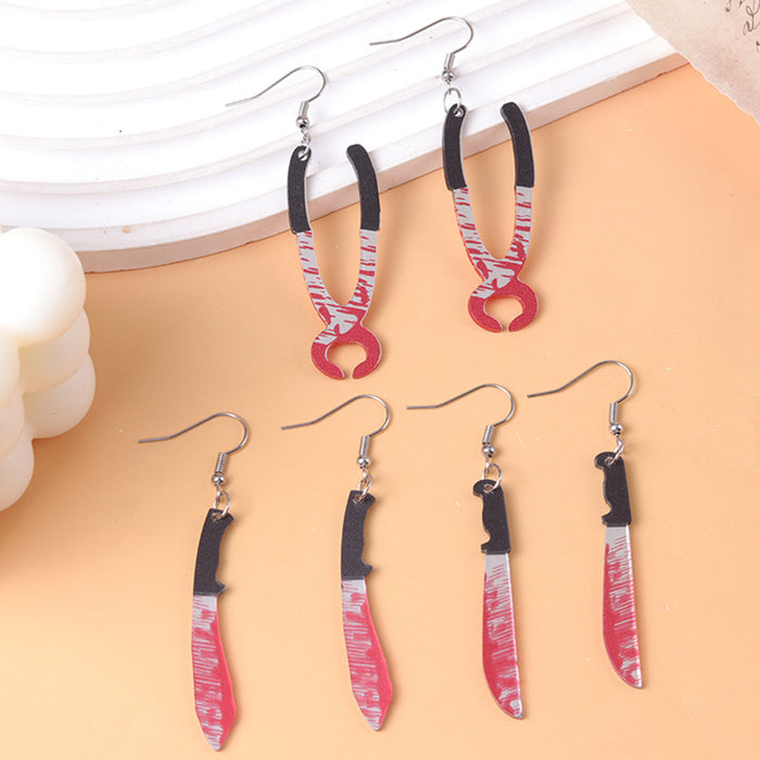 Wholesale Blooded Pliers Knife Acrylic Earrings Exaggerated Earrings Ear Jewelry