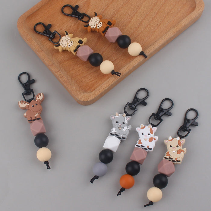 Wholesale Animal Silicone Bead Keychain JDC-KC-GuangTian025