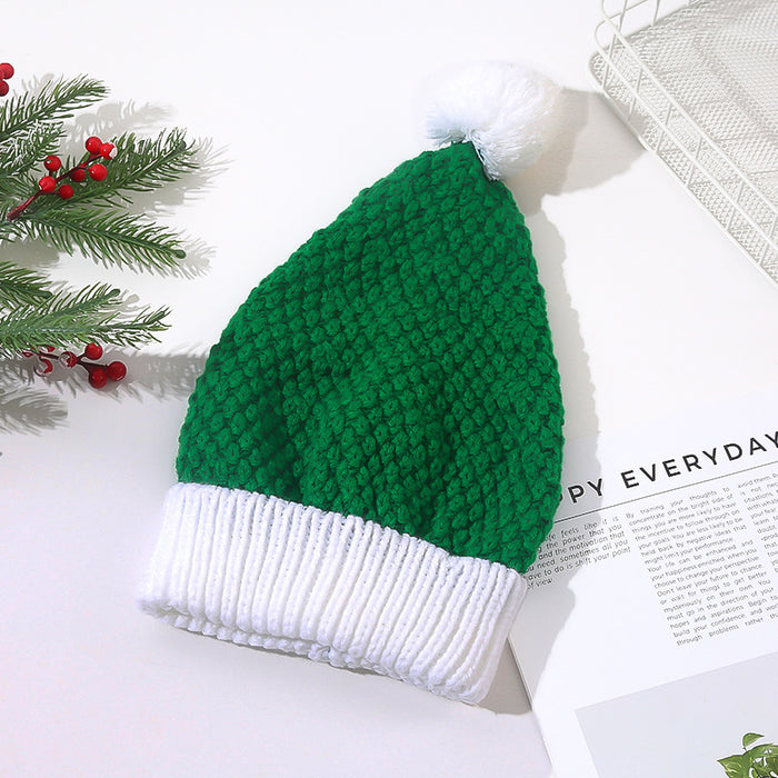 Wholesale Red and White Christmas Hat Bell Christmas Hat Color Matching Fur Ball Woolen Hat  Knitted Hat