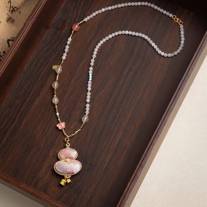 Wholesale Pink Gourd beaded Necklace long necklace Accessory for Women