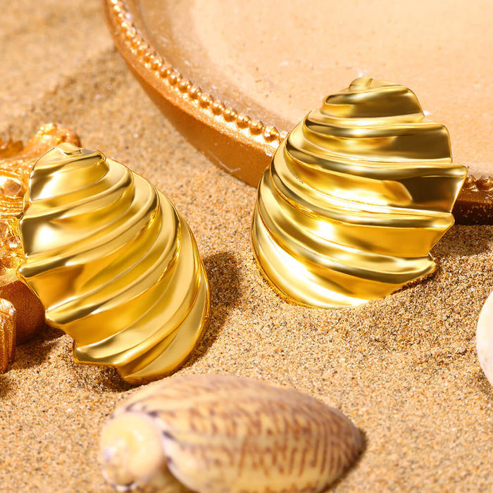 Wholesale Stainless Steel Shell Earrings Imitation Pearl Earrings