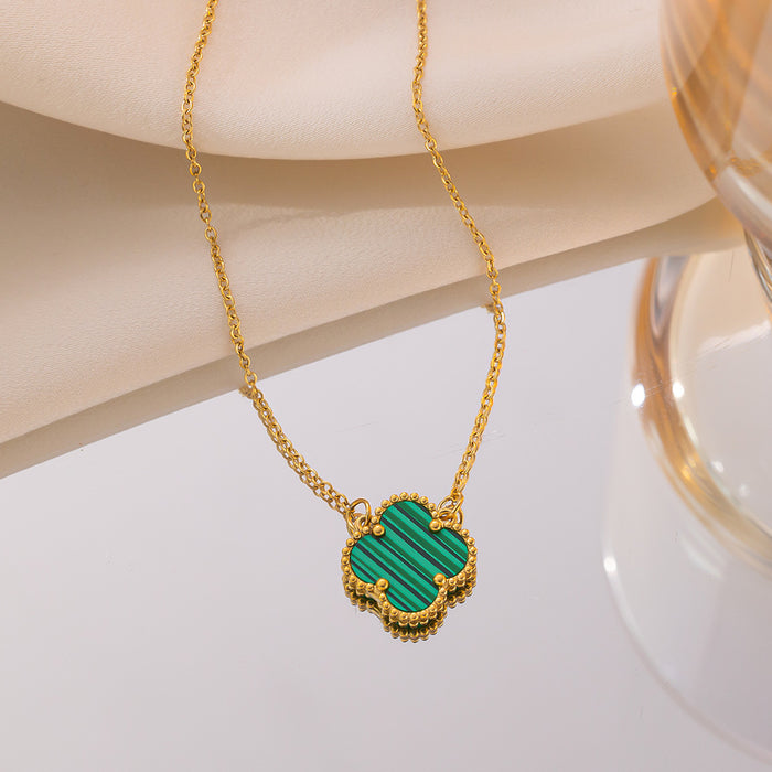 Wholesale titanium steel double-sided four-leaf clover necklace women