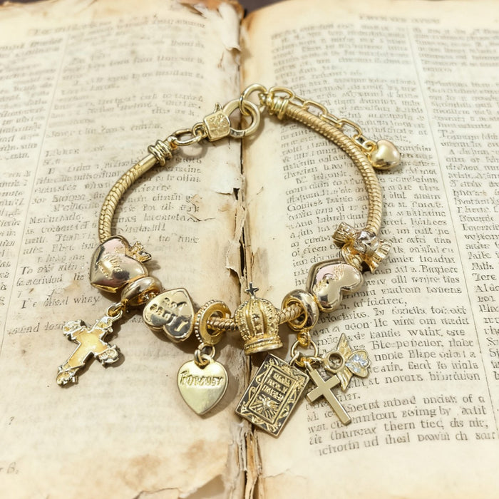 Wholesale beaded Charms Bracelets Gold Luminous Cross Adjustable Jewelry